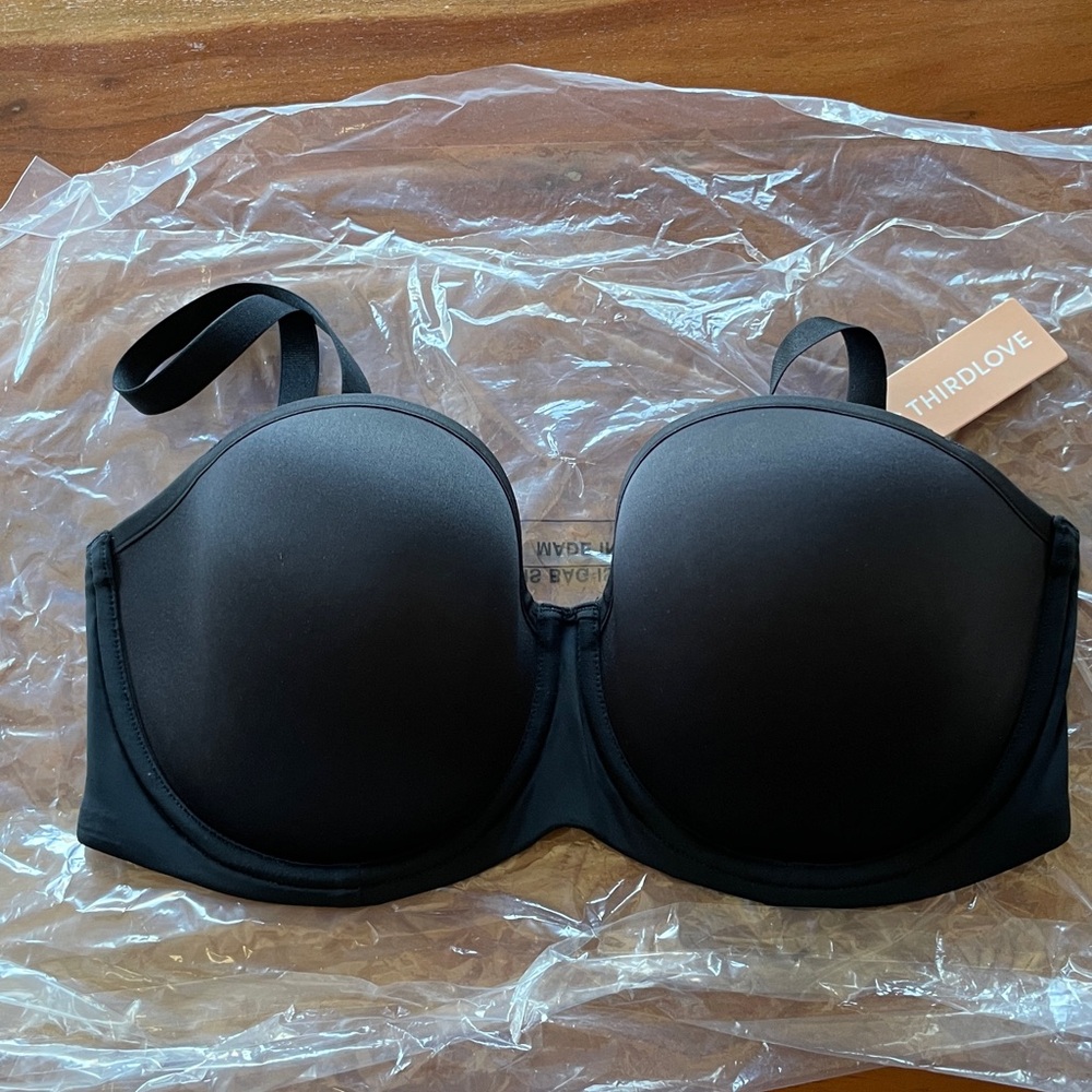 NWT 32F ThirdLove Black Classic 24/7 Convertible Strapless Bra